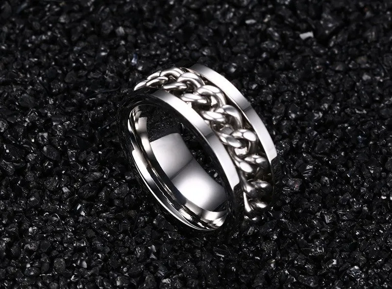 Braided Chain Fidget Spinner Ring