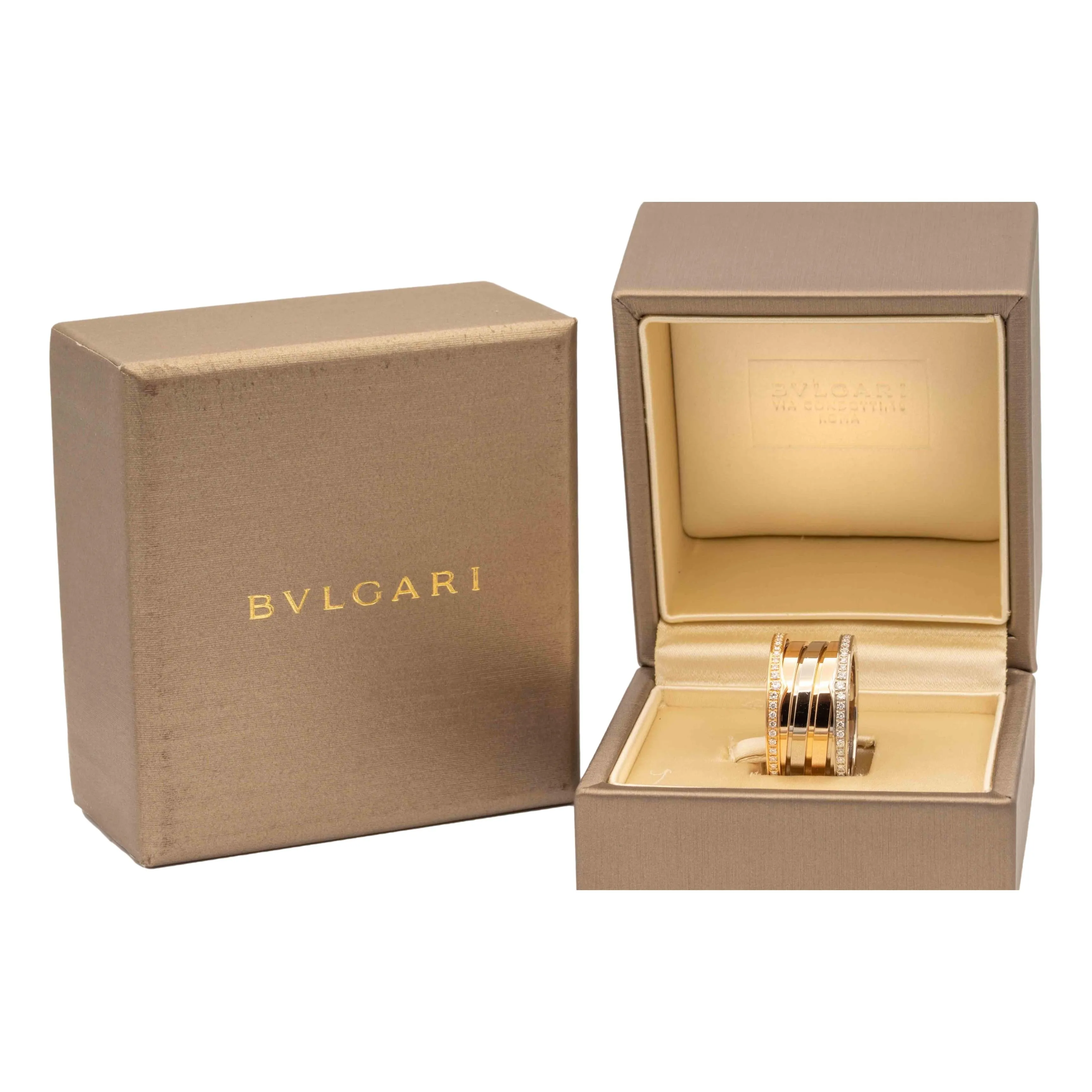 BULGARI 18 Karat Two Tone Diamond Labyrinth B-Zero Band Ring Size 7.5