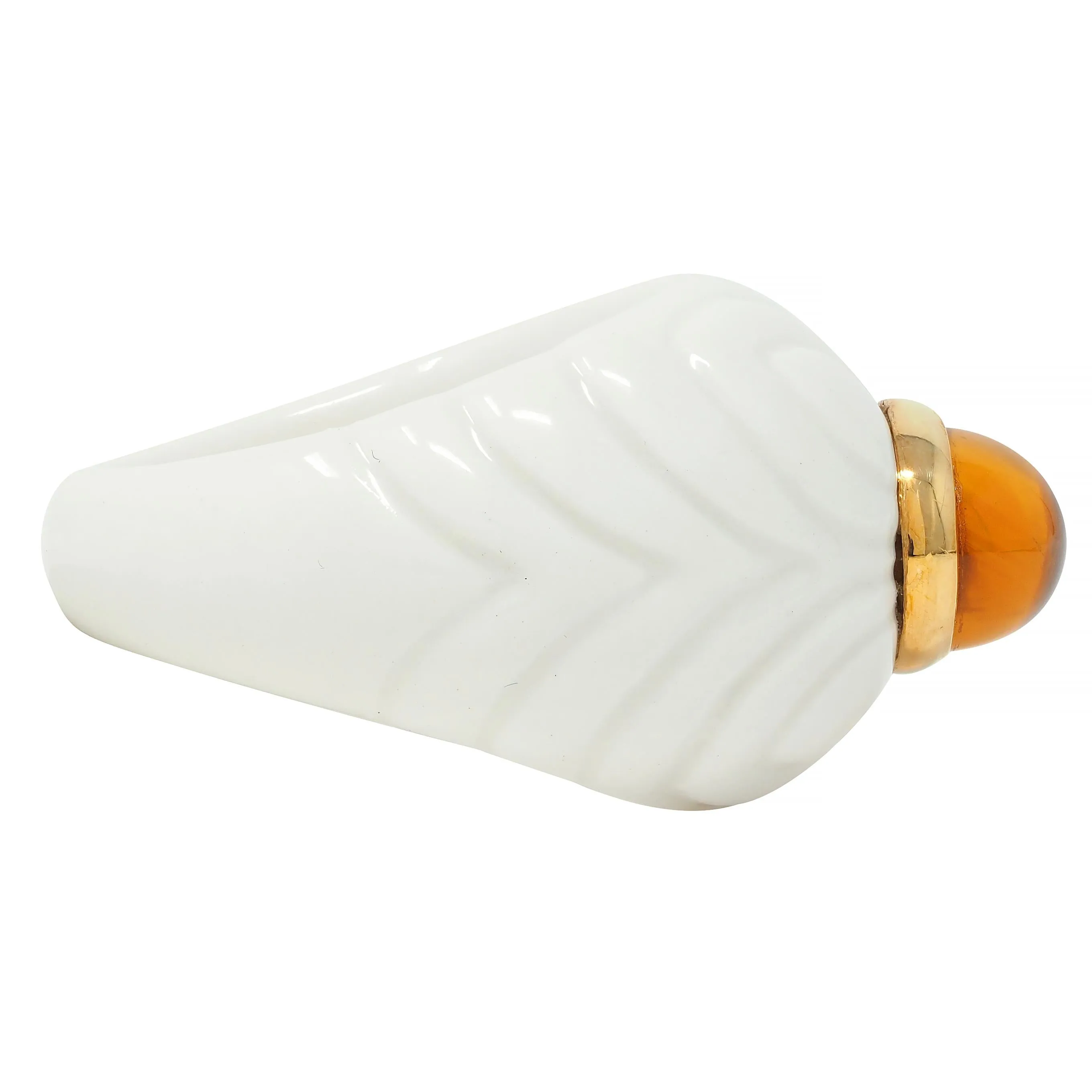 Bulgari 1990's Citrine Porcelain Ceramic 18 Karat Gold Chandra Vintage Ring