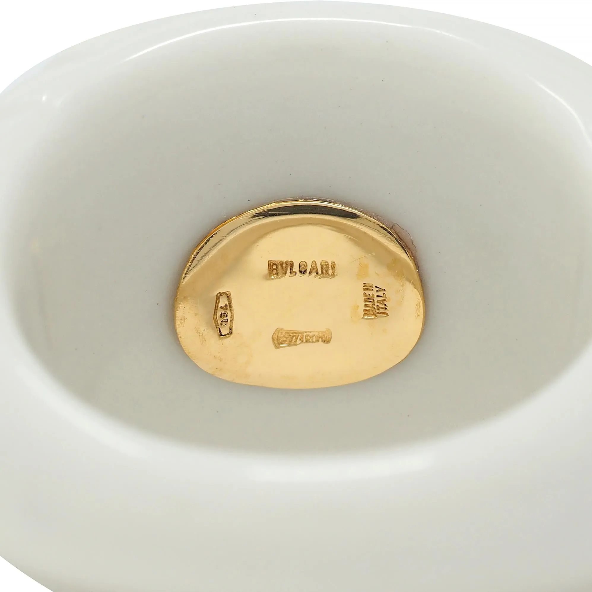 Bulgari 1990's Citrine Porcelain Ceramic 18 Karat Gold Chandra Vintage Ring