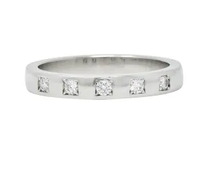 Bulgari 1990's Diamond Platinum Five Stone Vintage Stacking Band Ring