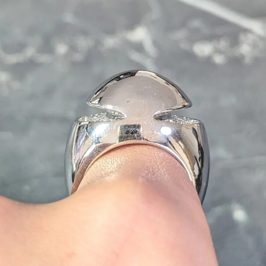 Bulgari Diamond 18 Karat White Gold Dome Modernist Vintage Ring