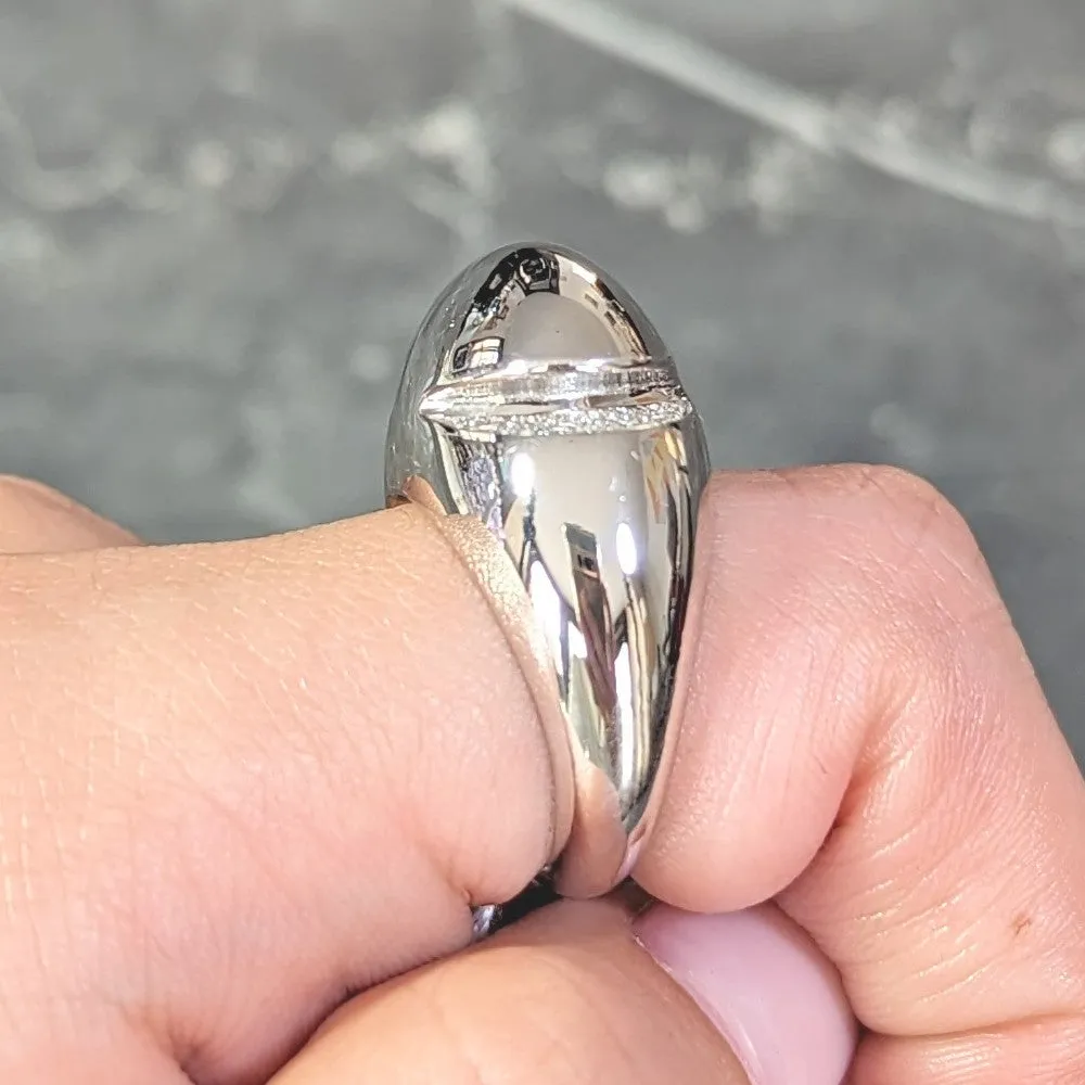 Bulgari Diamond 18 Karat White Gold Dome Modernist Vintage Ring