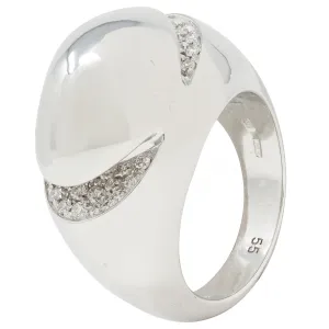 Bulgari Diamond 18 Karat White Gold Dome Modernist Vintage Ring