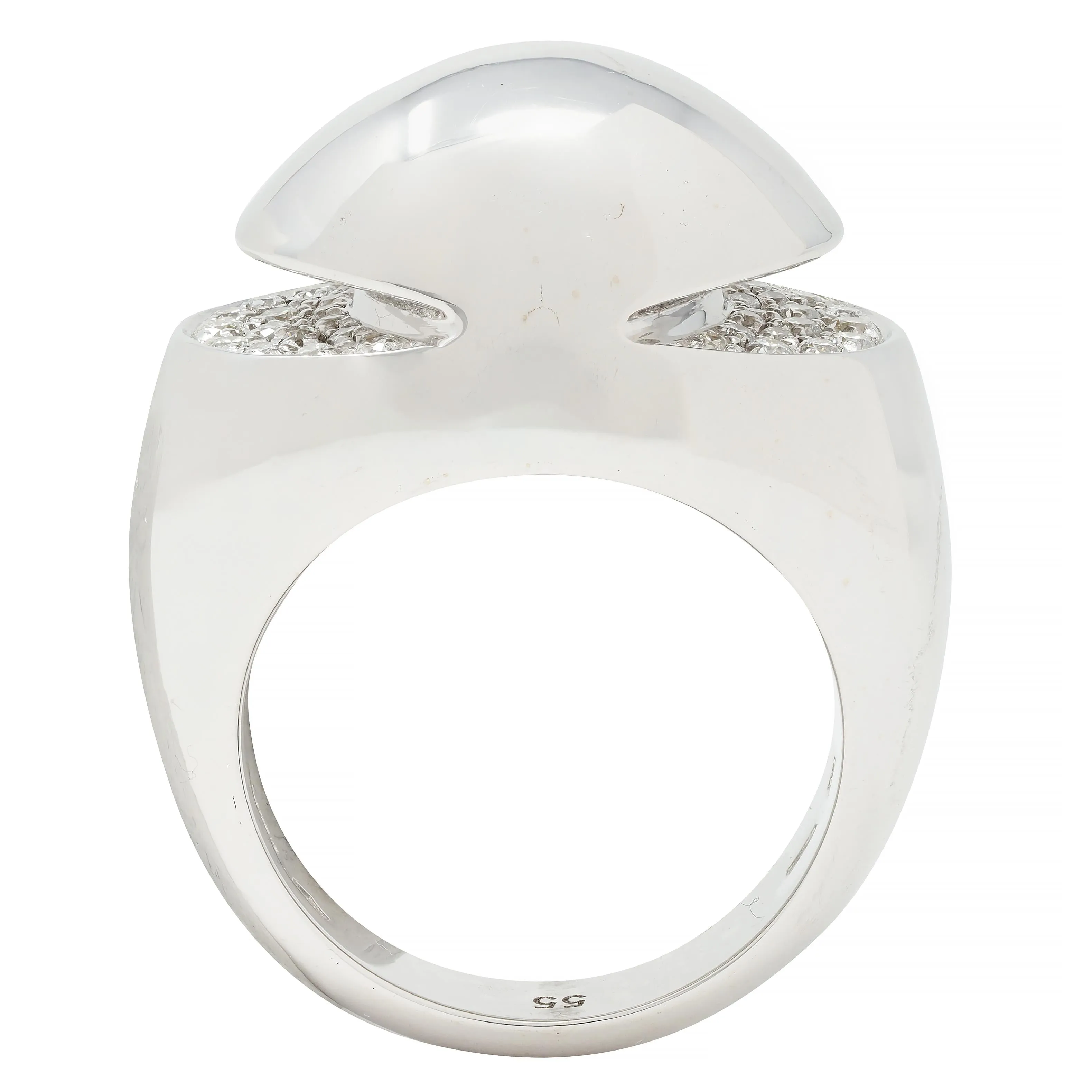 Bulgari Diamond 18 Karat White Gold Dome Modernist Vintage Ring