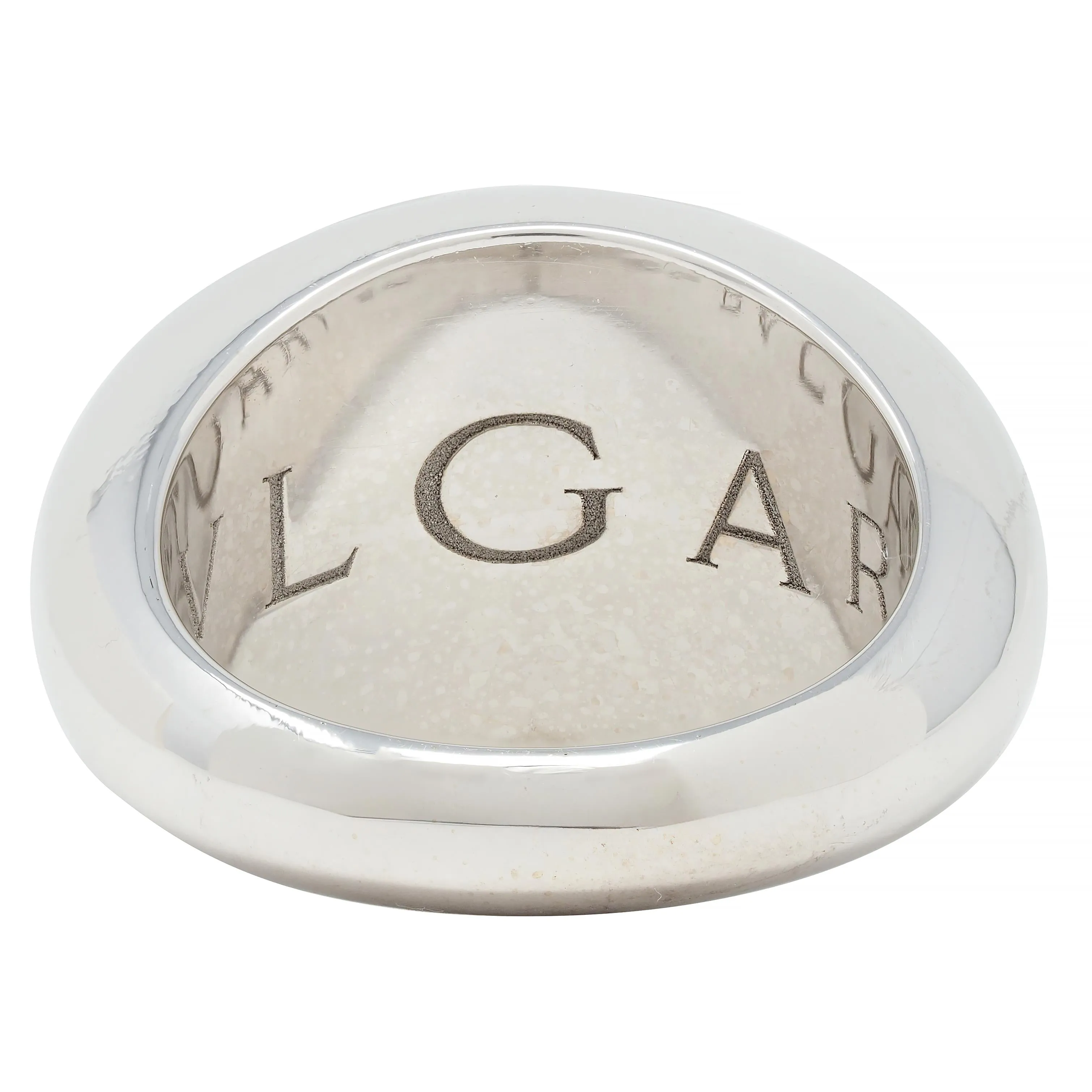 Bulgari Diamond 18 Karat White Gold Dome Modernist Vintage Ring