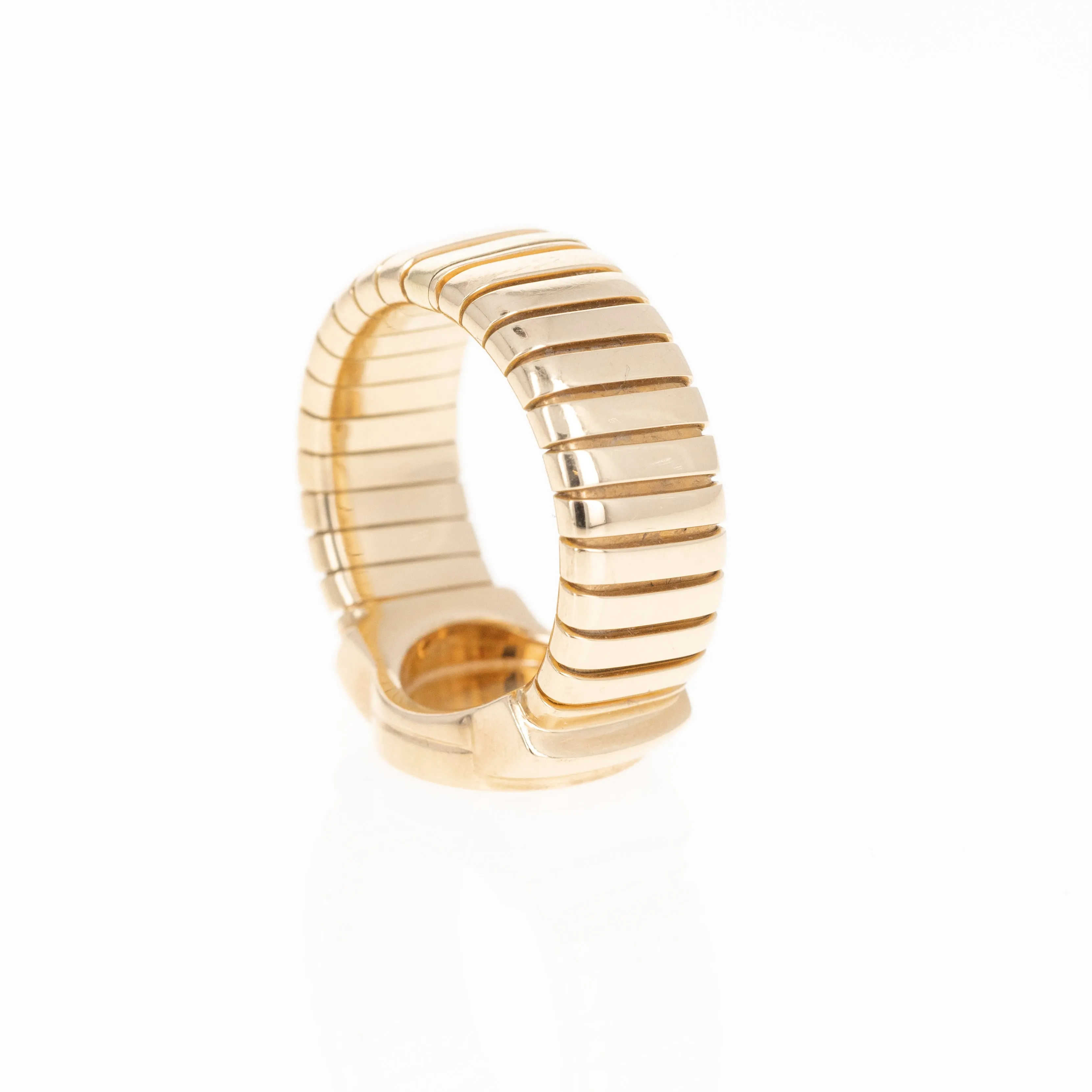 Bvlgari 18K Yellow Gold Tubogas Onyx Ring