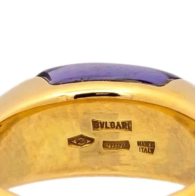 BVLGARI Amethyst 18K Yellow Gold Tronchetto Ring
