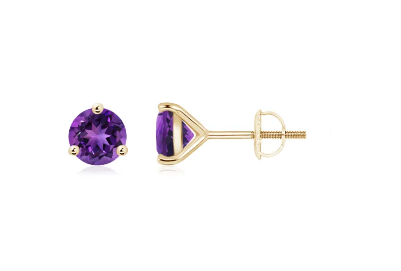 CA Custom 18 Karat Yellow Gold and Amethyst Martini Stud Amneh Ear rings