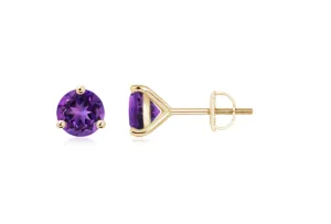 CA Custom 18 Karat Yellow Gold and Amethyst Martini Stud Amneh Ear rings