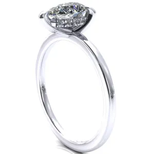 Carmeli Pear Moissanite 3 Claw Prong Micro Pave Diamond Rail Engagement Ring