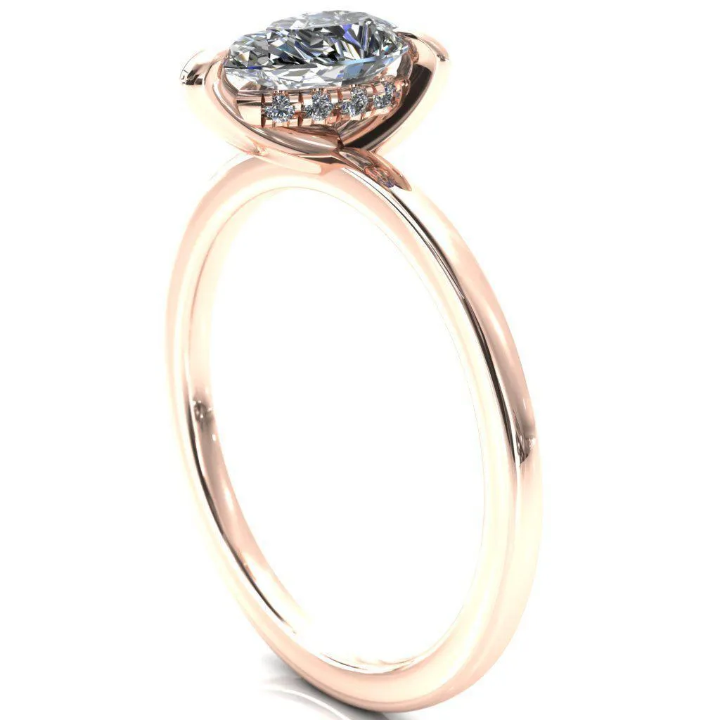 Carmeli Pear Moissanite 3 Claw Prong Micro Pave Diamond Rail Engagement Ring