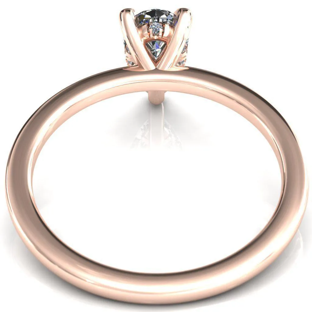 Carmeli Pear Moissanite 3 Claw Prong Micro Pave Diamond Rail Engagement Ring