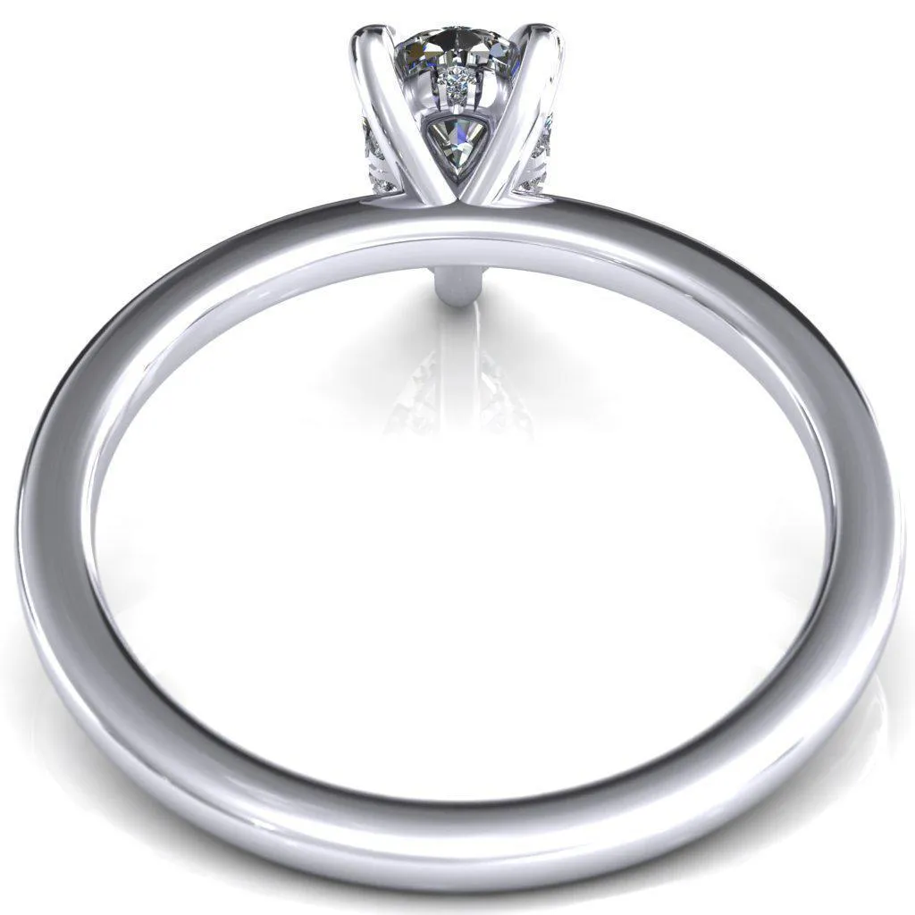 Carmeli Pear Moissanite 3 Claw Prong Micro Pave Diamond Rail Engagement Ring