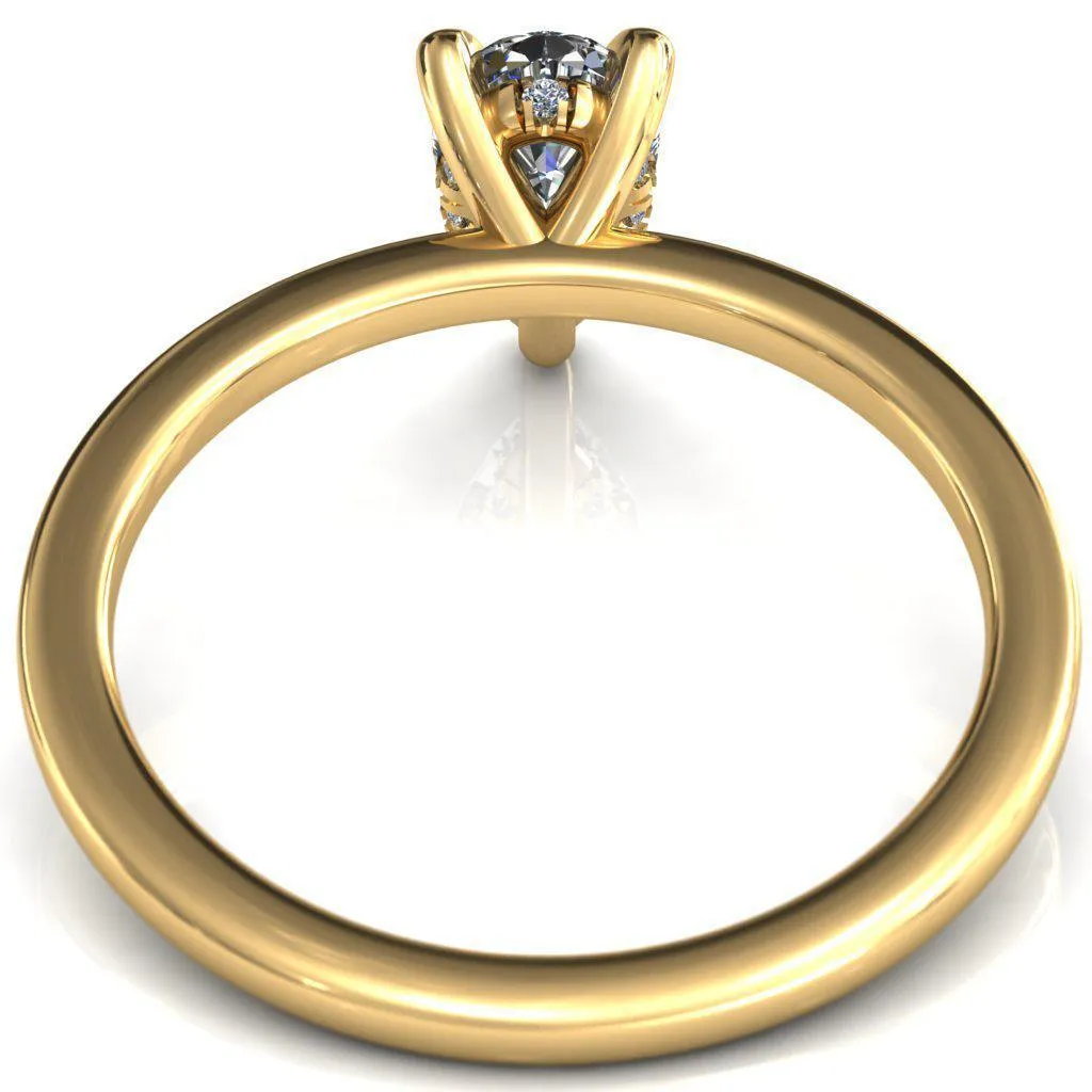 Carmeli Pear Moissanite 3 Claw Prong Micro Pave Diamond Rail Engagement Ring