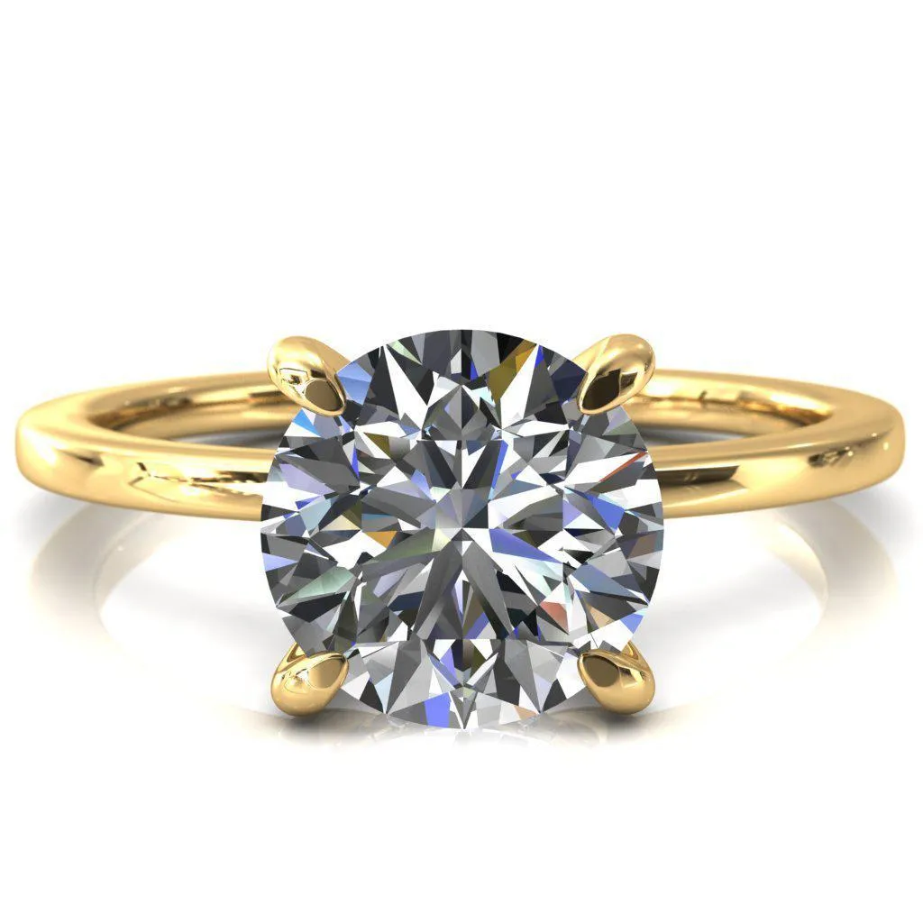 Carmeli Round Lab-Grown Diamond Center Stone 4 Claw Prong Micro Pave Diamond Rail Engagement Ring