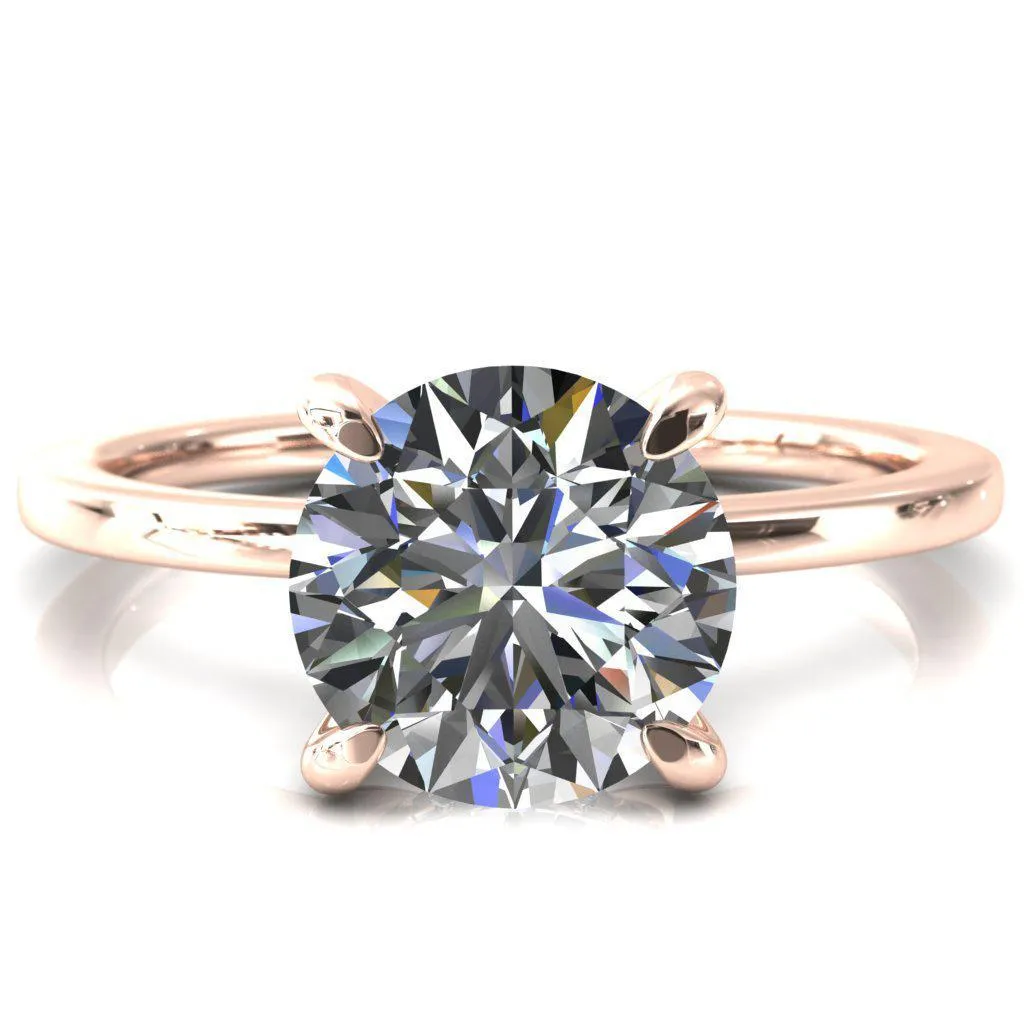 Carmeli Round Lab-Grown Diamond Center Stone 4 Claw Prong Micro Pave Diamond Rail Engagement Ring