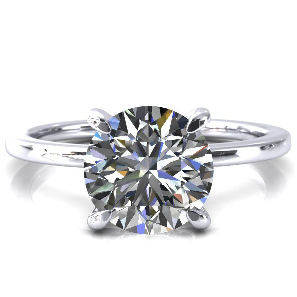 Carmeli Round Lab-Grown Diamond Center Stone 4 Claw Prong Micro Pave Diamond Rail Engagement Ring