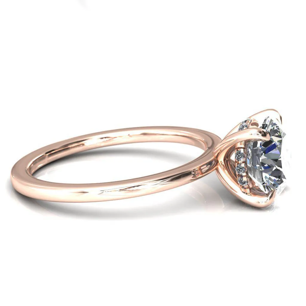 Carmeli Round Lab-Grown Diamond Center Stone 4 Claw Prong Micro Pave Diamond Rail Engagement Ring