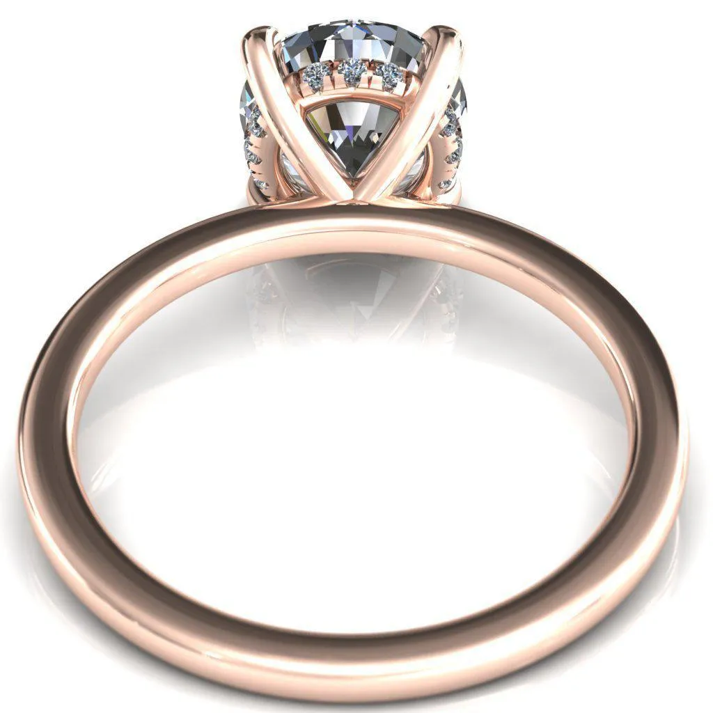 Carmeli Round Lab-Grown Diamond Center Stone 4 Claw Prong Micro Pave Diamond Rail Engagement Ring