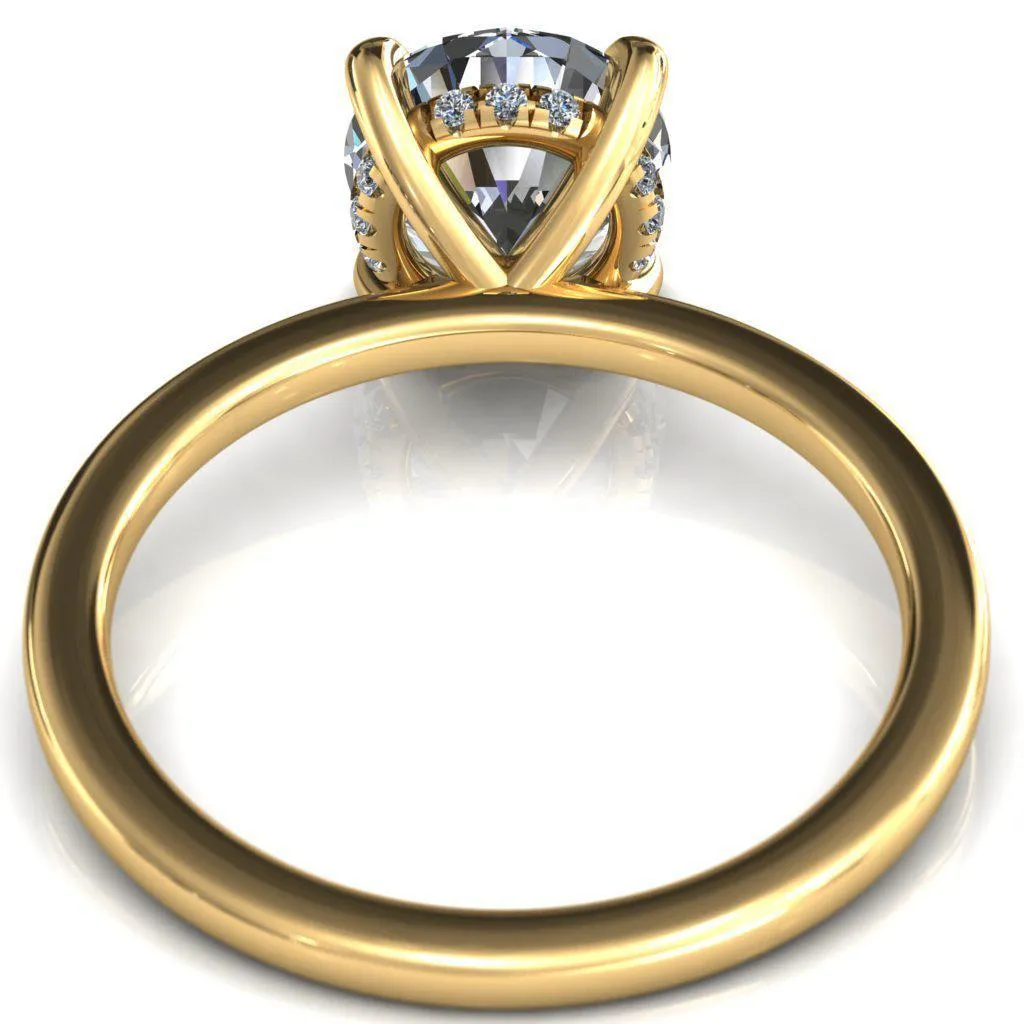 Carmeli Round Lab-Grown Diamond Center Stone 4 Claw Prong Micro Pave Diamond Rail Engagement Ring