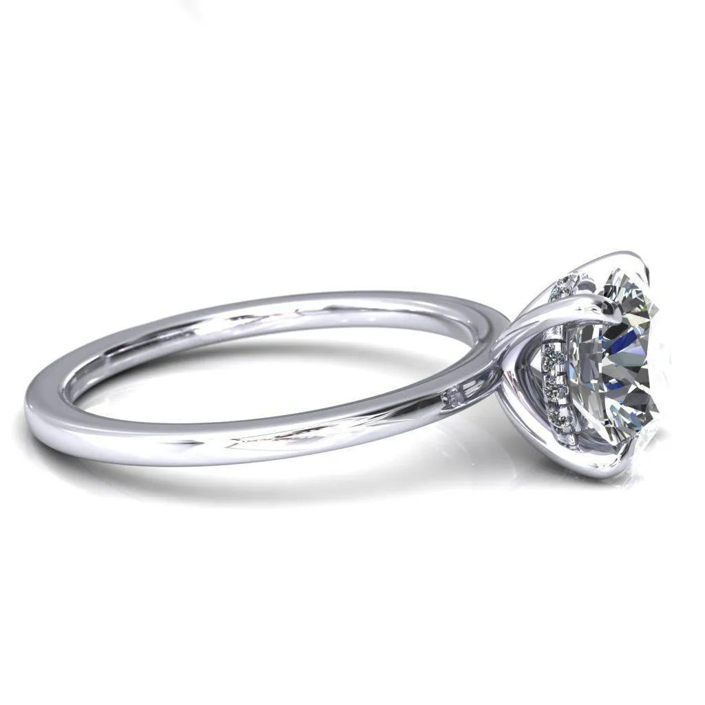 Carmeli Round Lab-Grown Diamond Center Stone 4 Claw Prong Micro Pave Diamond Rail Engagement Ring