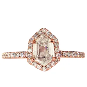 Cassia 0.55ct Hexagon Diamond Halo Engagement Ring