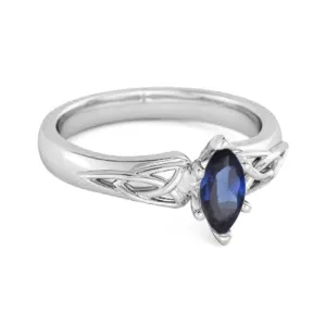 Celtic Blue Sapphire Ring 925 Sterling Silver Trinity Knot Band Ring