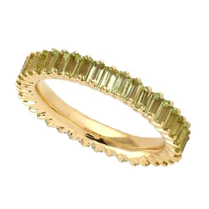Channel Set Peridot Full Eternity Band Ring in 18k Yellow Gold