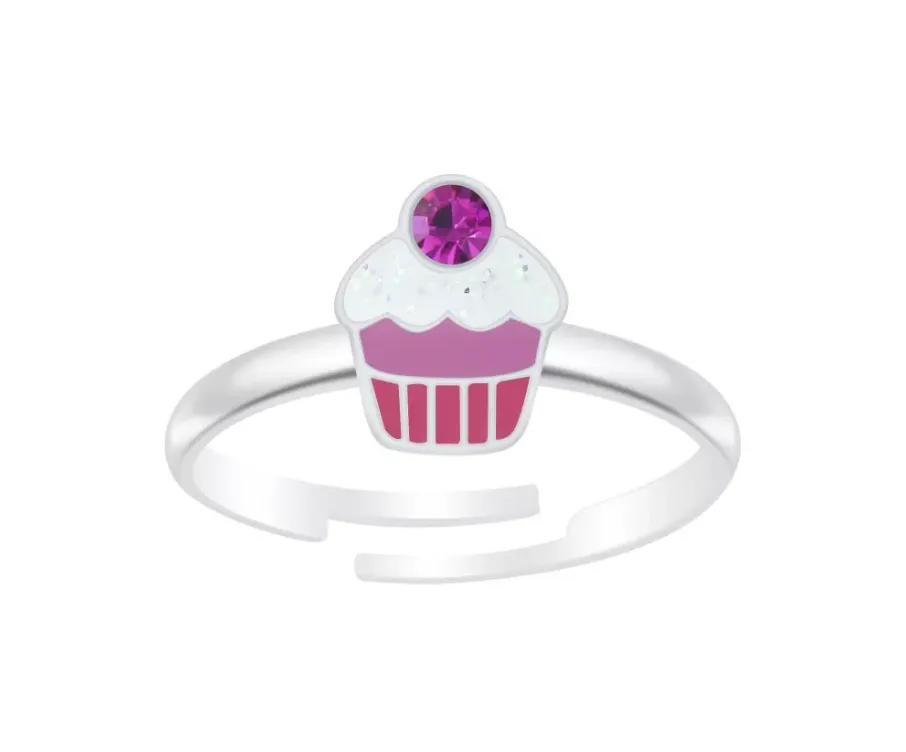 Children's Rings:  Sterling Silver Adjustable Cupcake Rings