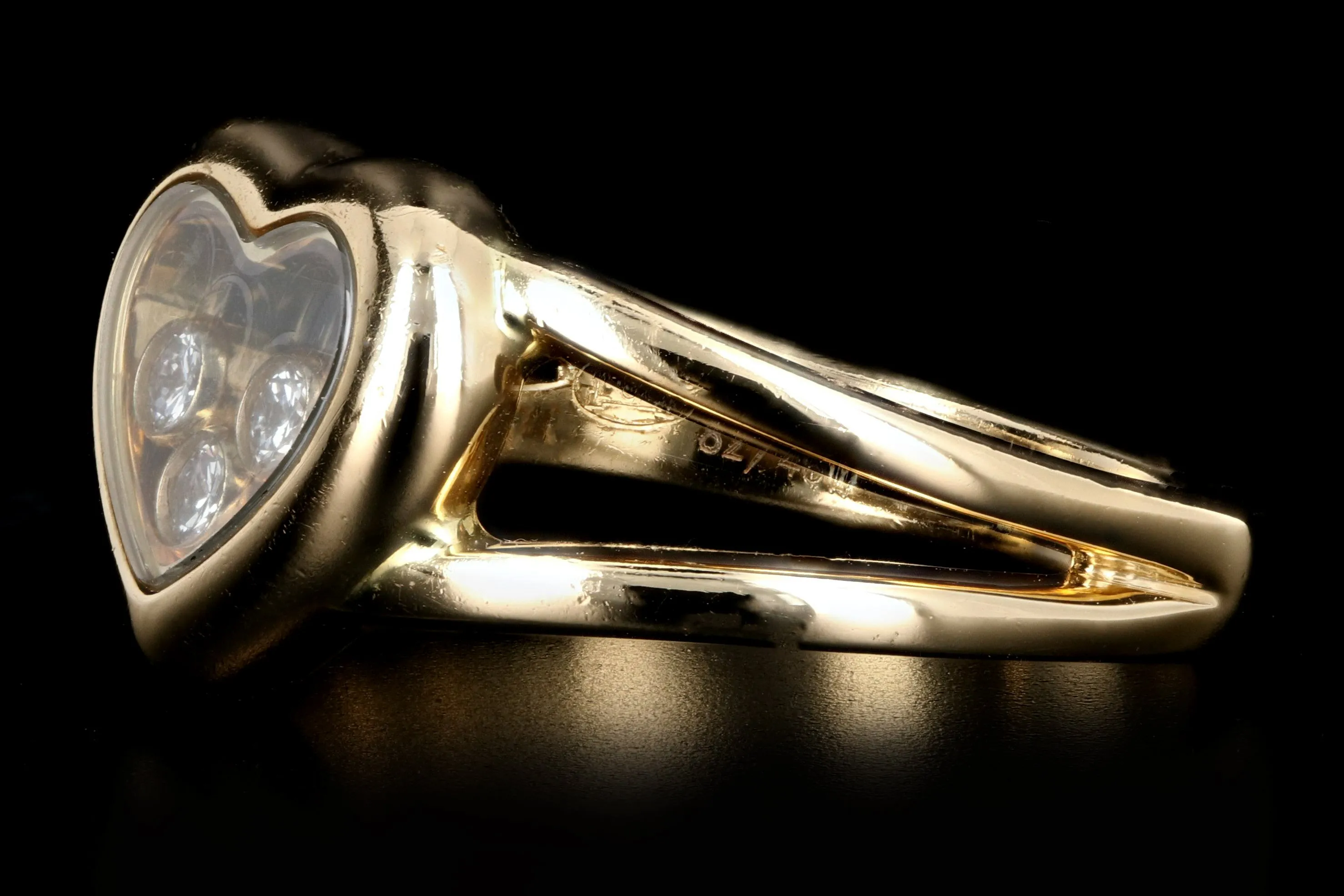 Chopard 18K Yellow Gold Happy Floating Round Diamond Heart Ring