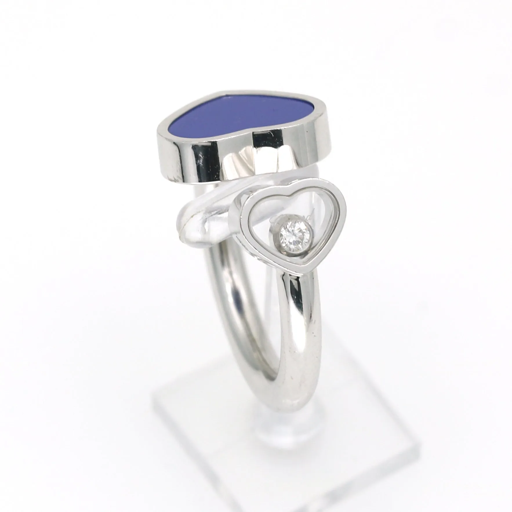 Chopard Happy Hearts Diamond Lapis Lazuli in 18k White Gold Size 5