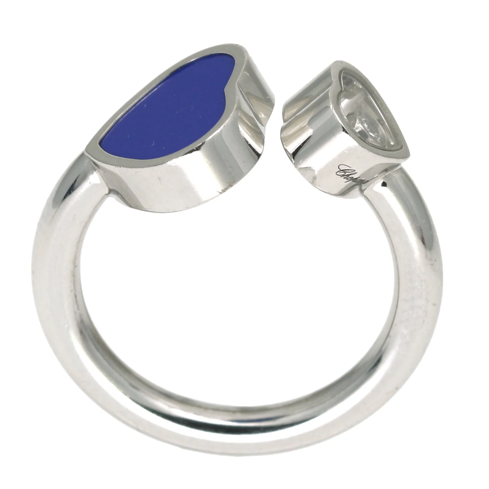 Chopard Happy Hearts Diamond Lapis Lazuli in 18k White Gold Size 5