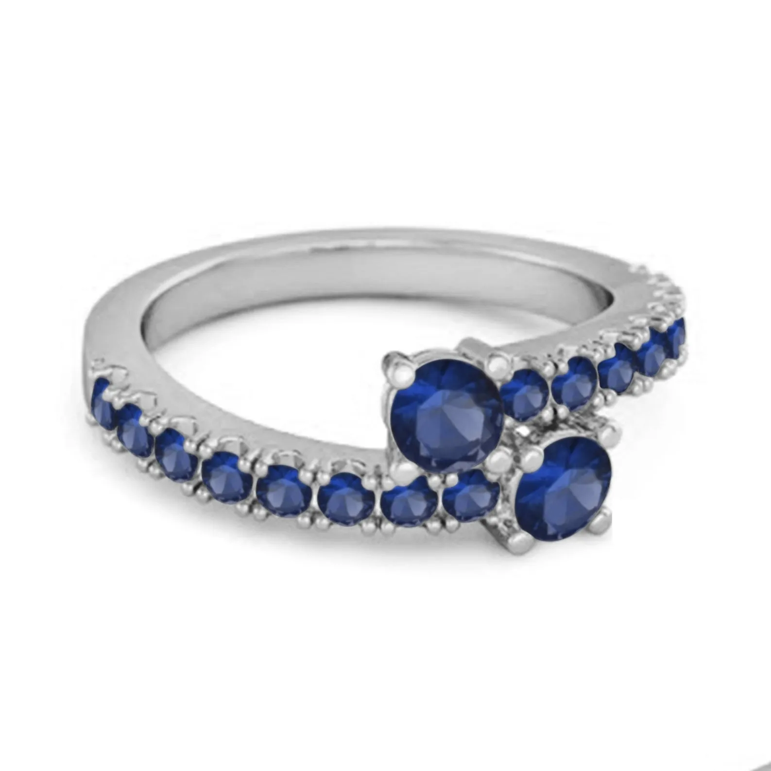 Classic Blue Sapphire 925 Sterling Silver Split Shank Bridal Ring
