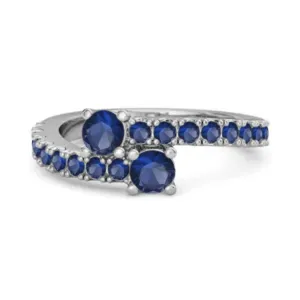 Classic Blue Sapphire 925 Sterling Silver Split Shank Bridal Ring