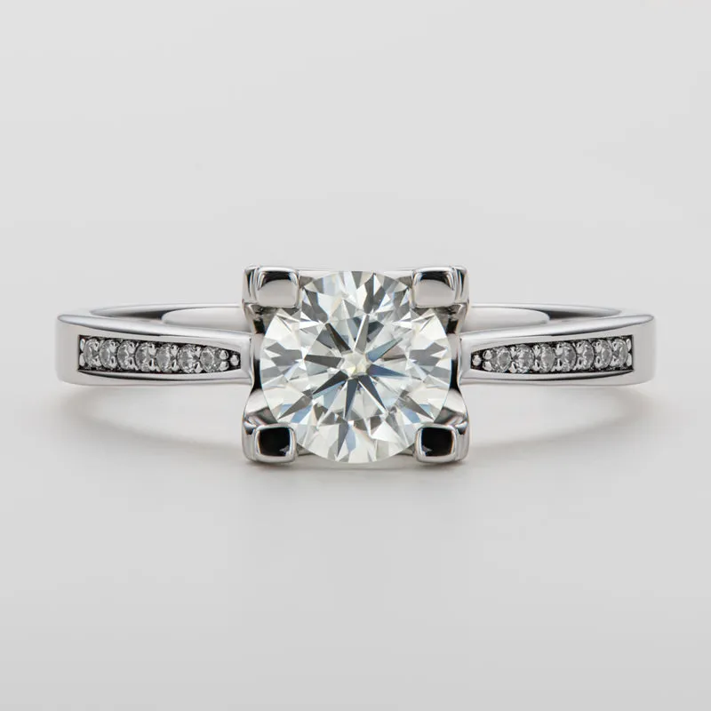 Classic Round Cut Moissanite Diamond Micro Setting Solitaire Rings
