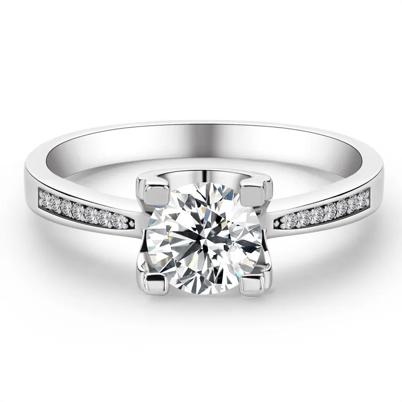 Classic Round Cut Moissanite Diamond Micro Setting Solitaire Rings