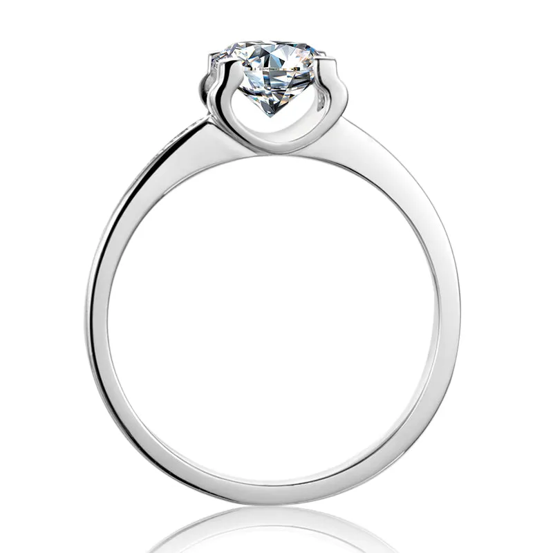 Classic Round Cut Moissanite Diamond Micro Setting Solitaire Rings