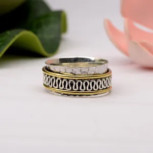Copper Engraved Meditation Spinner Ring