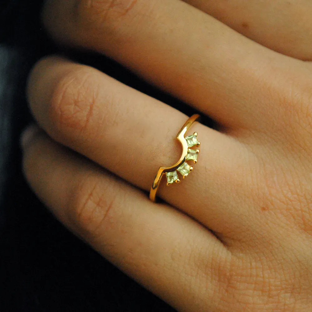 Curved Peridot Stack Band Ring