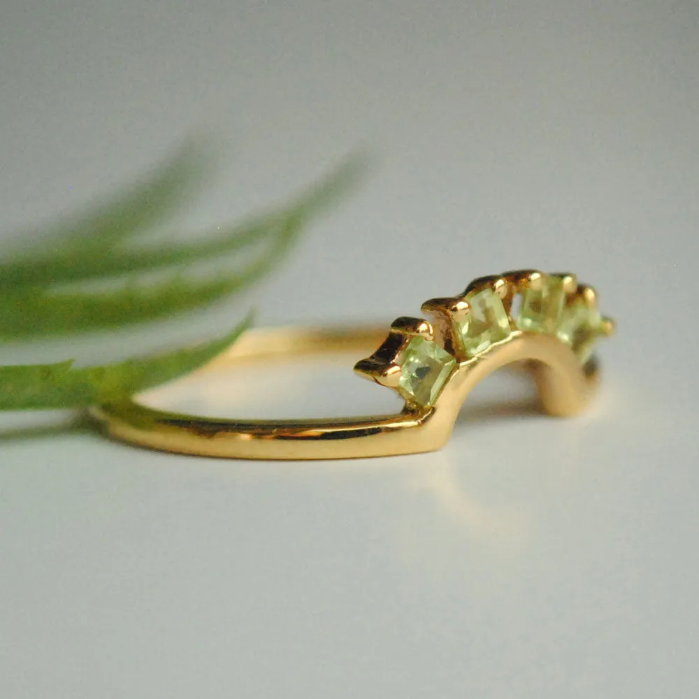 Curved Peridot Stack Band Ring