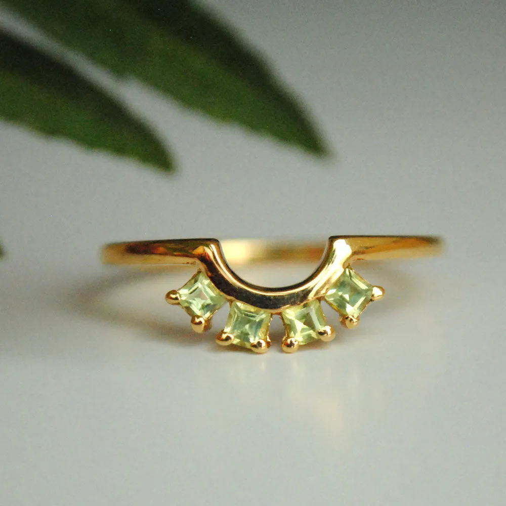 Curved Peridot Stack Band Ring