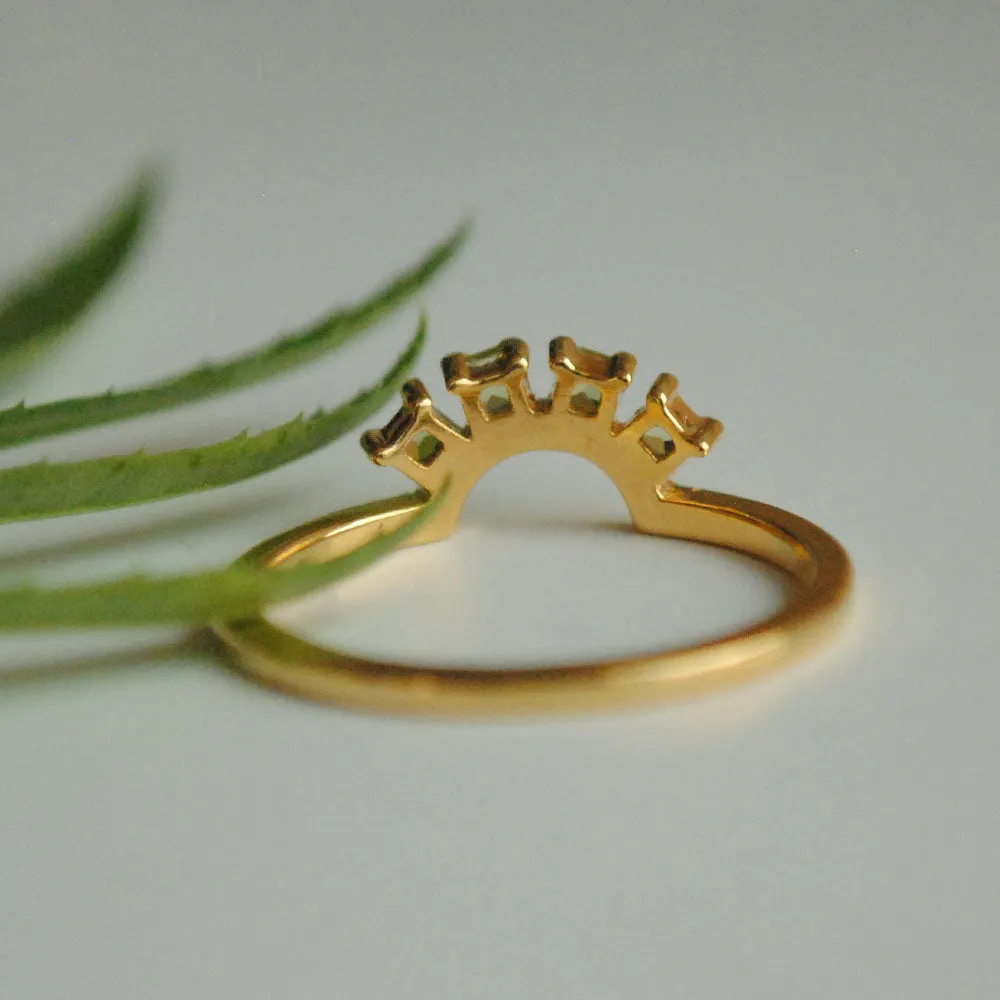 Curved Peridot Stack Band Ring