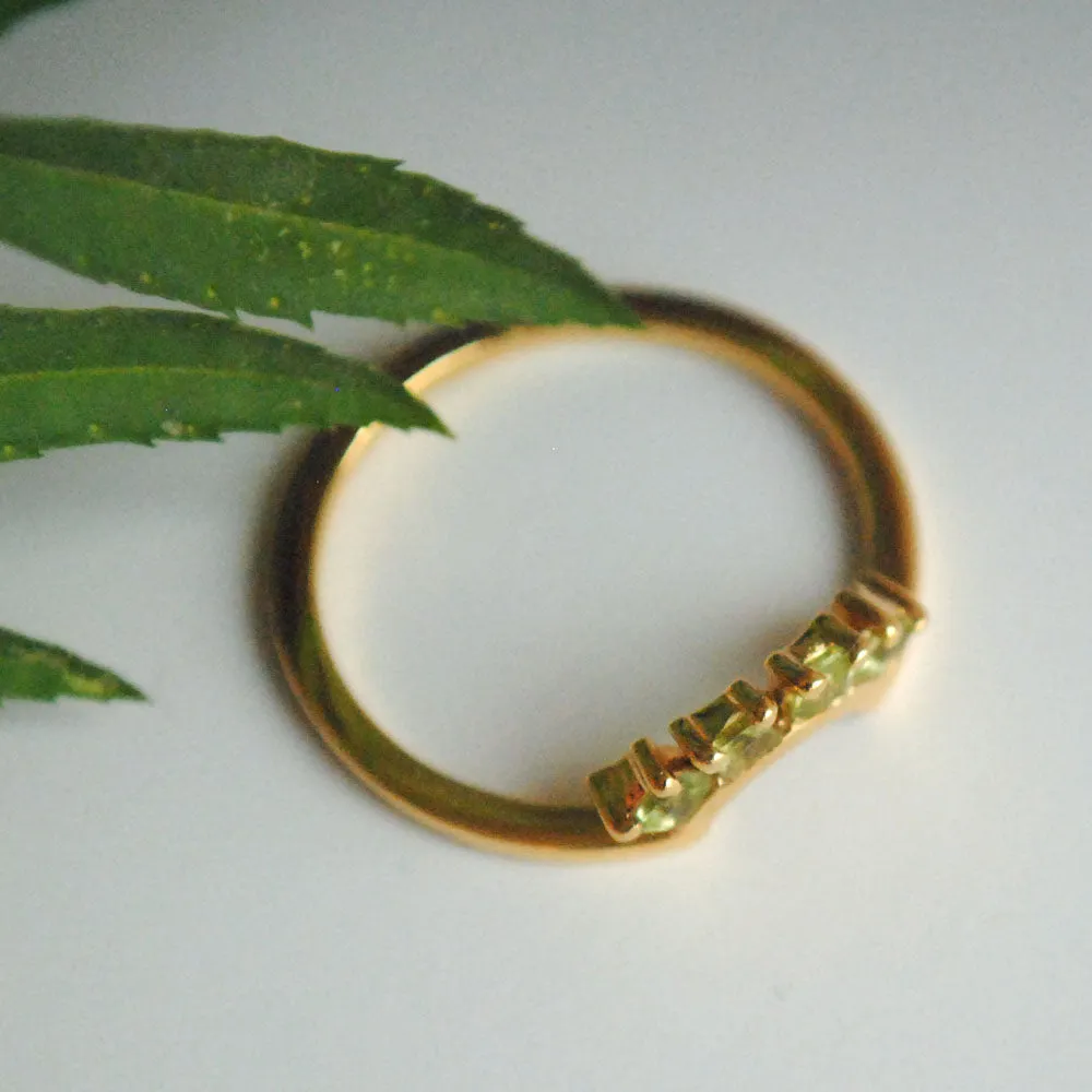 Curved Peridot Stack Band Ring
