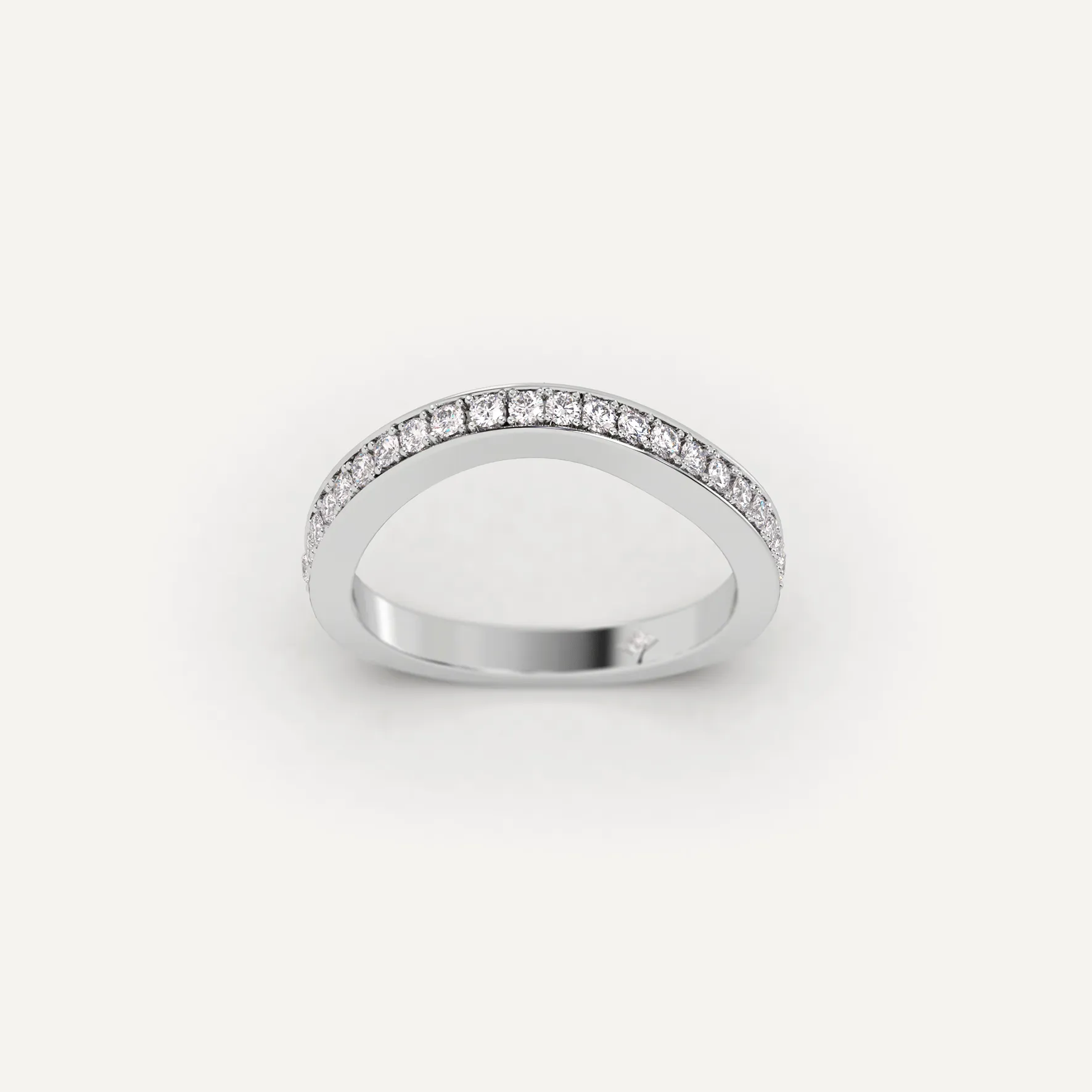 Curved Wedding Band Diamond Ring