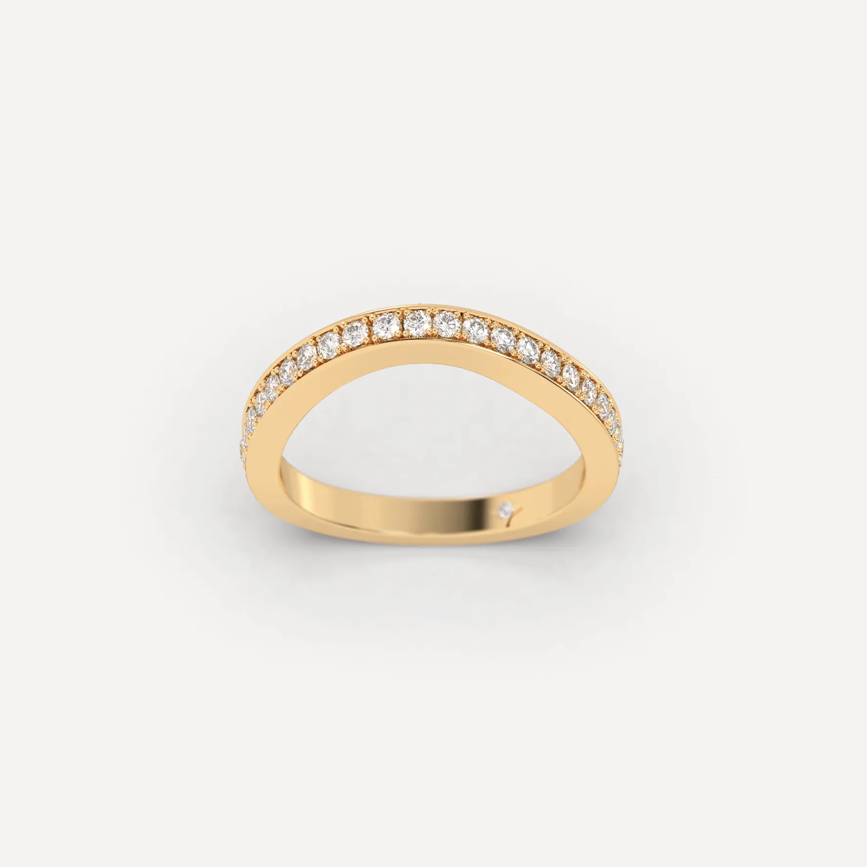 Curved Wedding Band Diamond Ring