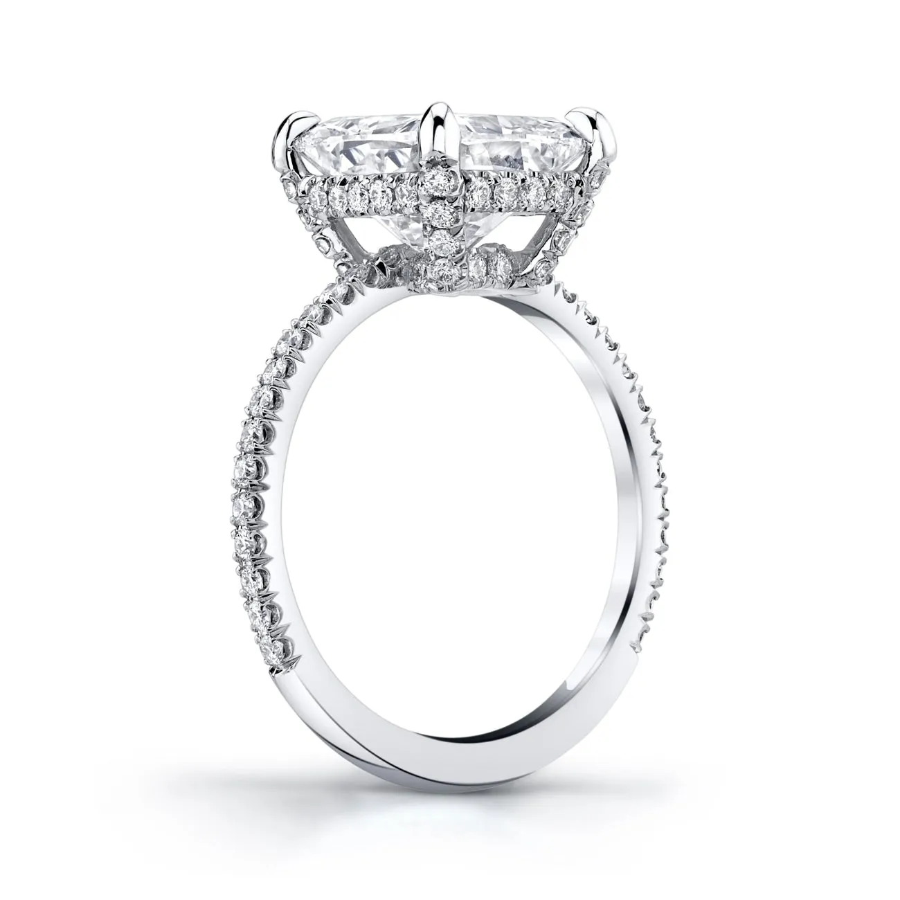 Cushion Cut 5.01 ct Platinum Micro Pavè Diamond Engagement Ring