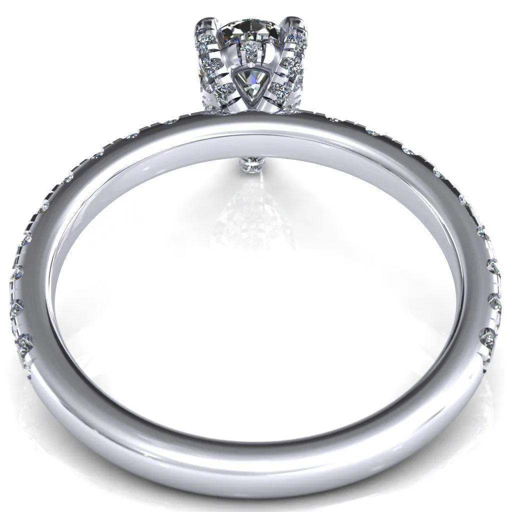 Daneli Pear Moissanite 3 Claw Prong Micro Pave Diamond Sides Engagement Ring