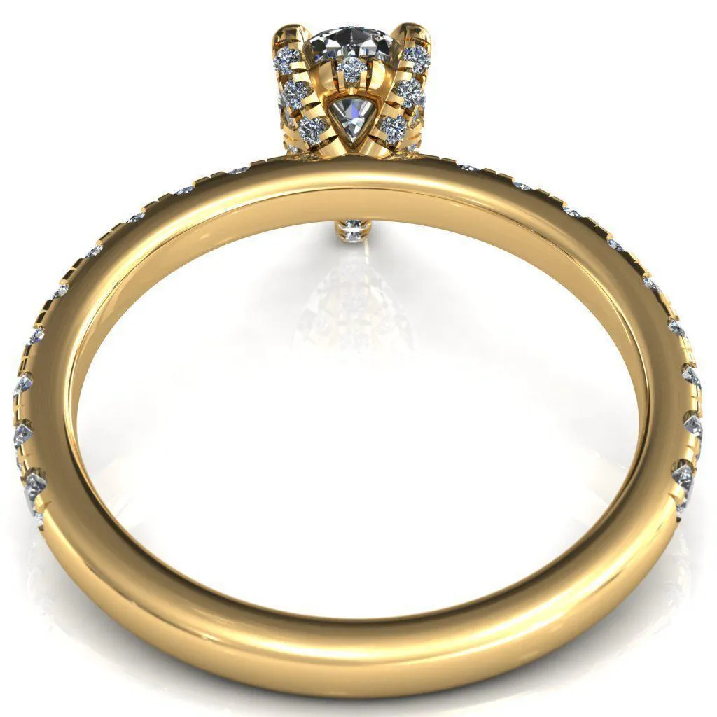 Daneli Pear Moissanite 3 Claw Prong Micro Pave Diamond Sides Engagement Ring