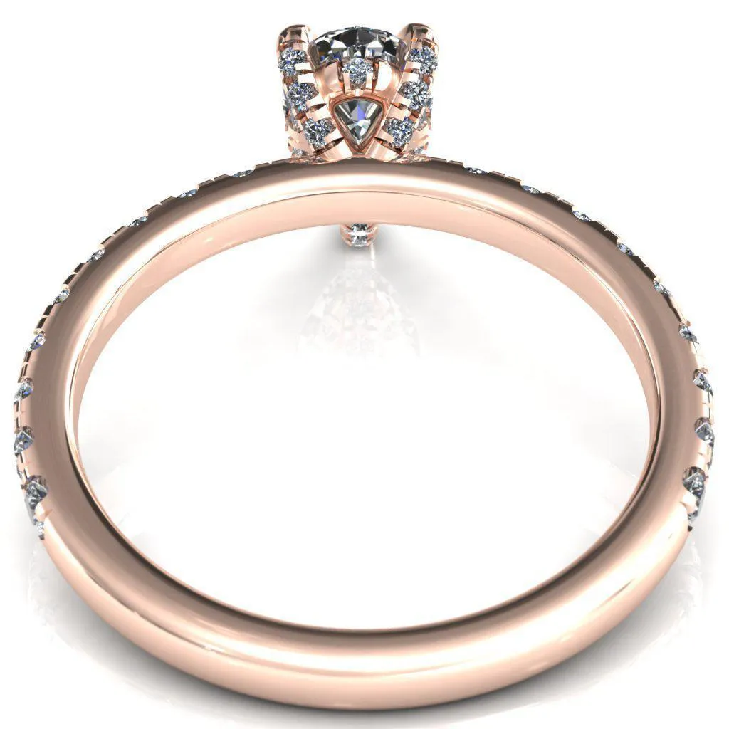 Daneli Pear Moissanite 3 Claw Prong Micro Pave Diamond Sides Engagement Ring